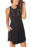 Unbranded Women's Sleeveless Loose Plain Dresses Casual Short Dress with Pockets