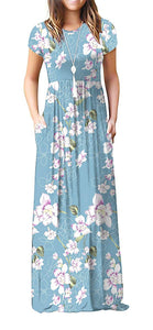 Viishow Women's Short Sleeve Loose Plain Maxi Dresses Casual Long Dresses with Pockets