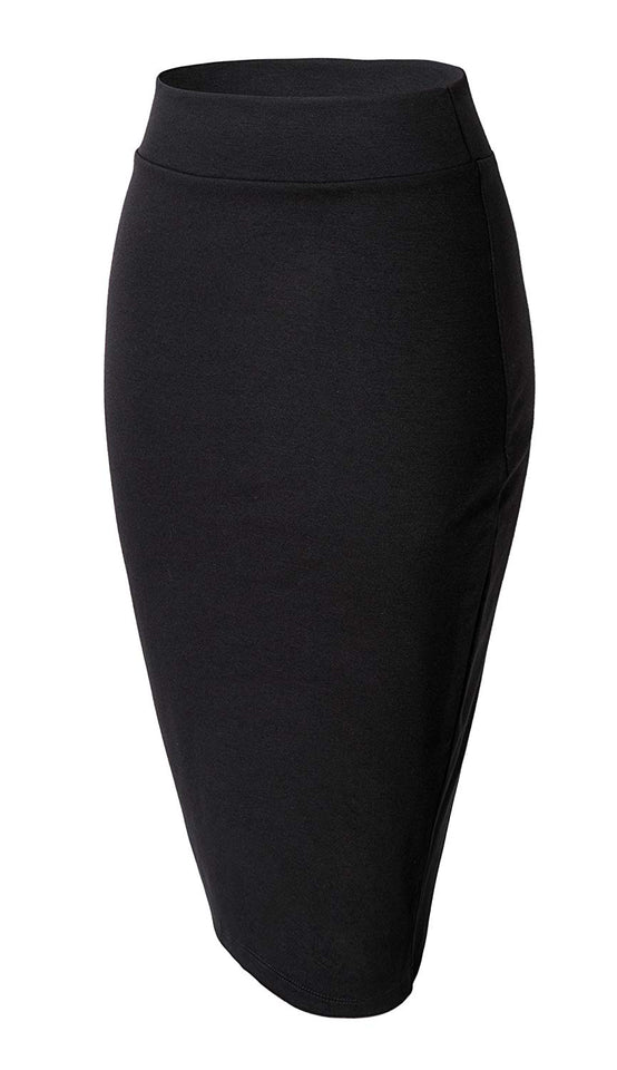 Urban CoCo Women's Elastic Waist Stretch Bodycon Midi Pencil Skirt