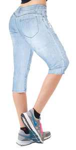 Hybrid & Co. Women's 17" Butt Lift Super Comfy Stretch Denim Capri Jeans