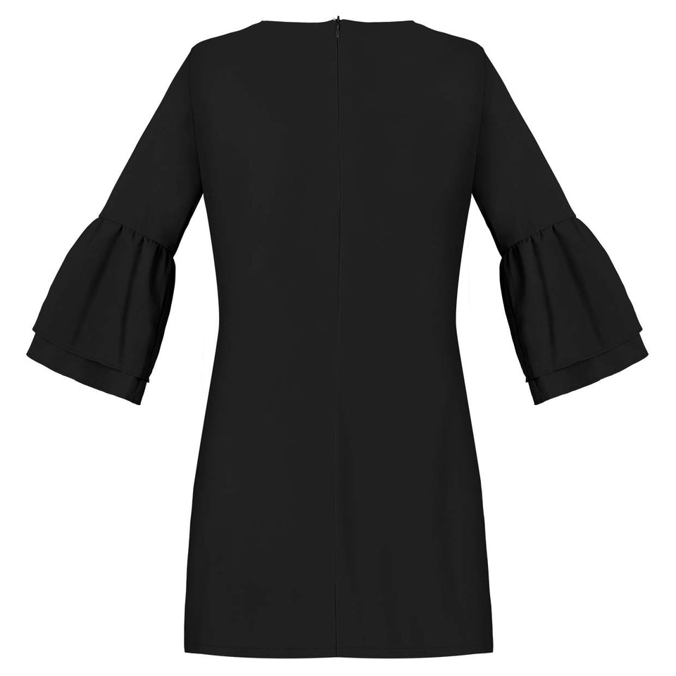BELONGSCI Women's Dress Sweet & Cute V-Neck Bell Sleeve Shift Dress Mini Dress