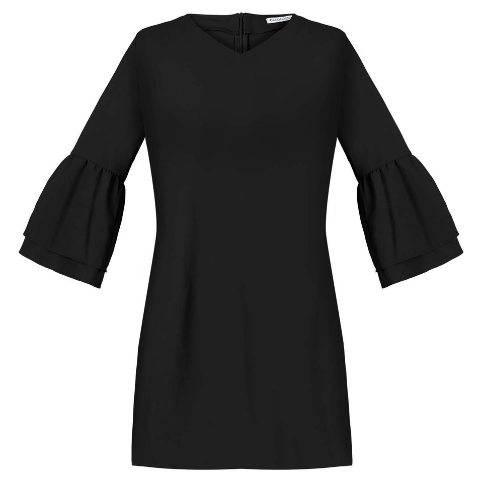 BELONGSCI Women's Dress Sweet & Cute V-Neck Bell Sleeve Shift Dress Mini Dress