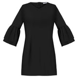 BELONGSCI Women's Dress Sweet & Cute V-Neck Bell Sleeve Shift Dress Mini Dress
