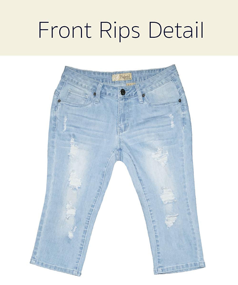 Hybrid & Co. Women's 17" Butt Lift Super Comfy Stretch Denim Capri Jeans